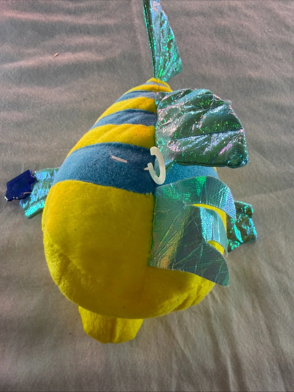 Disney Yellow & Blue Flounder Plush Fish with Shimmery Green Fins